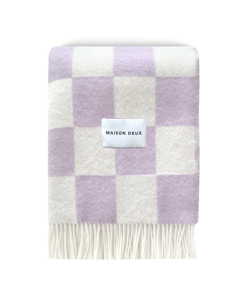 Checkerboard Blanket Lilac White