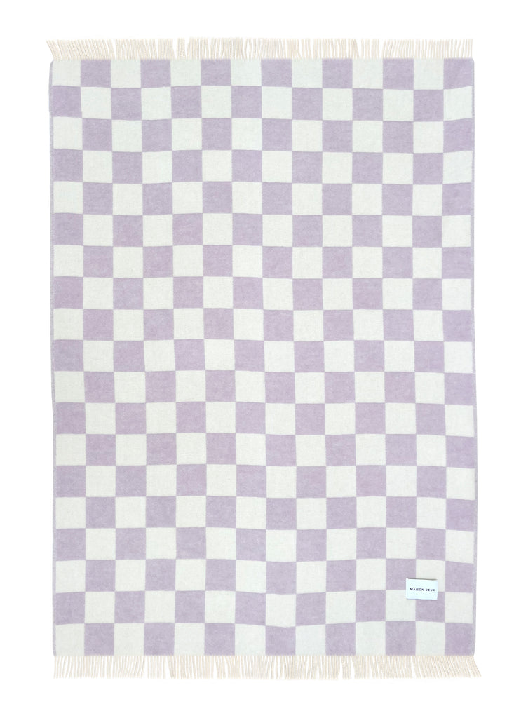 Checkerboard Blanket Lilac White