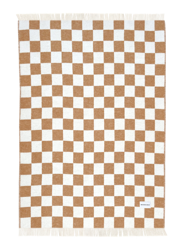 Checkerboard Blanket Terra White