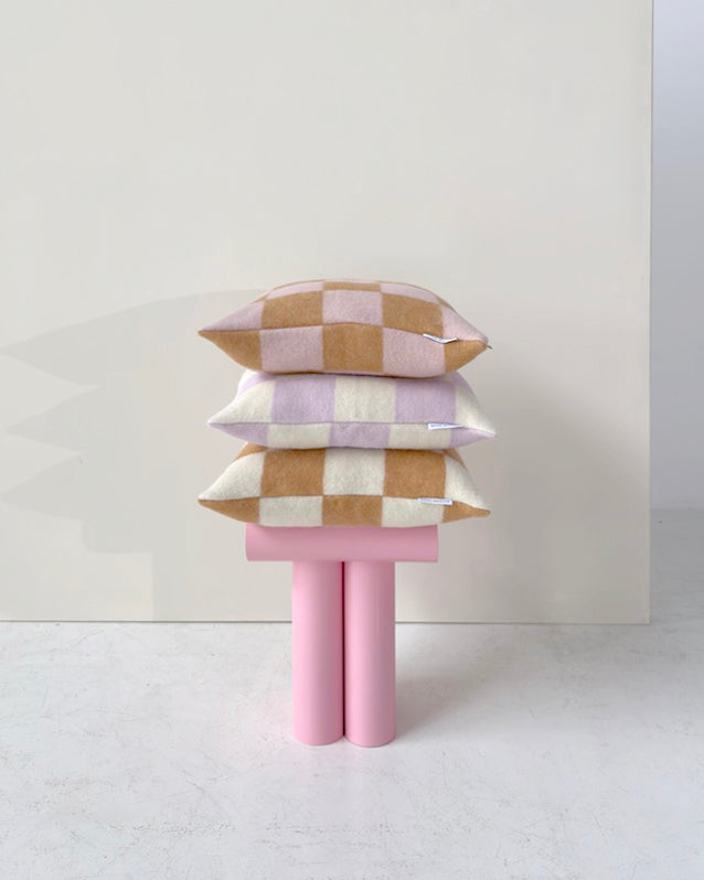 Checkerboard Cushion Cover Terra White
