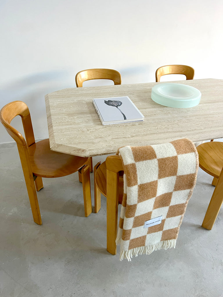 Checkerboard Blanket Terra White