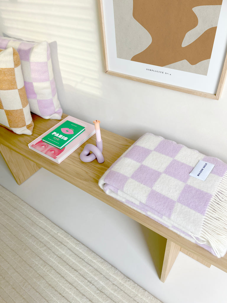 Checkerboard Cushion Cover Terra White