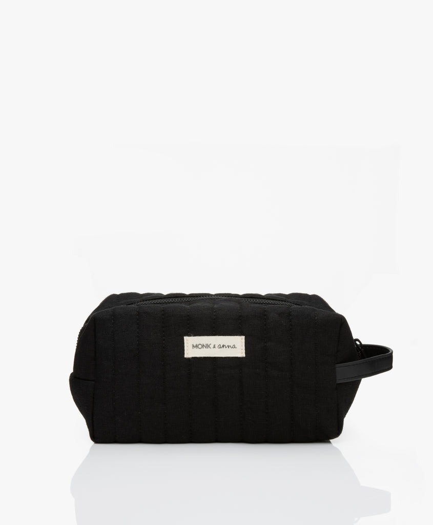 Svört hör snyrtitaska / Linen toiletry bag in black