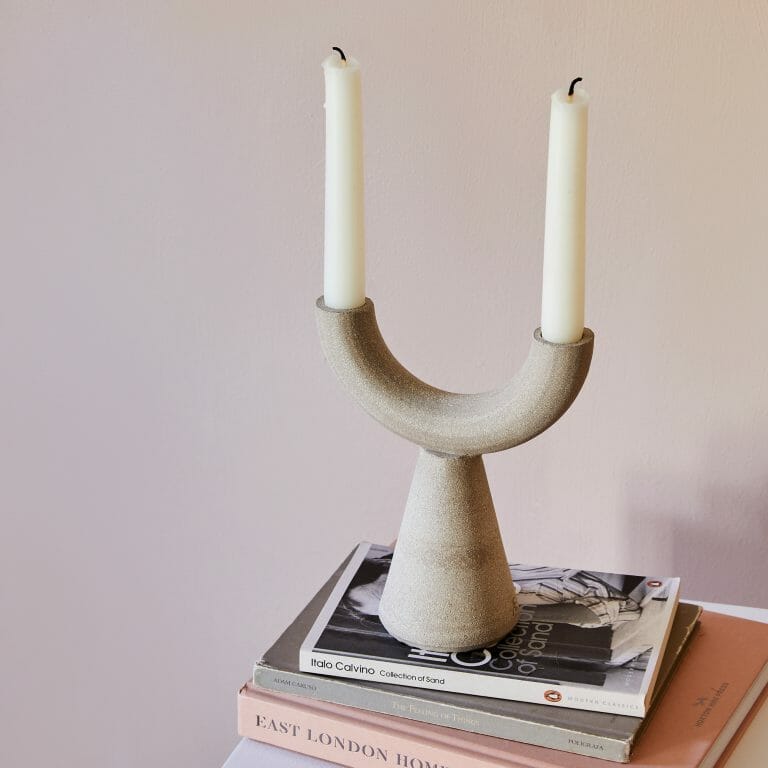 Gray textured candelabra