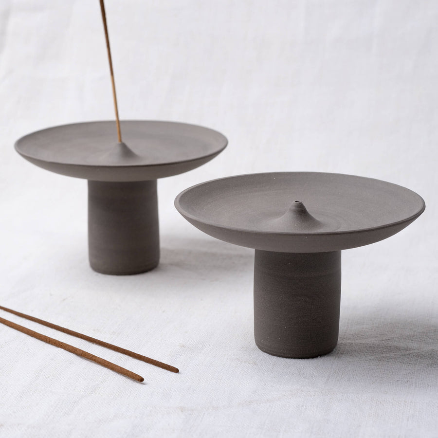 Black textured incence holder