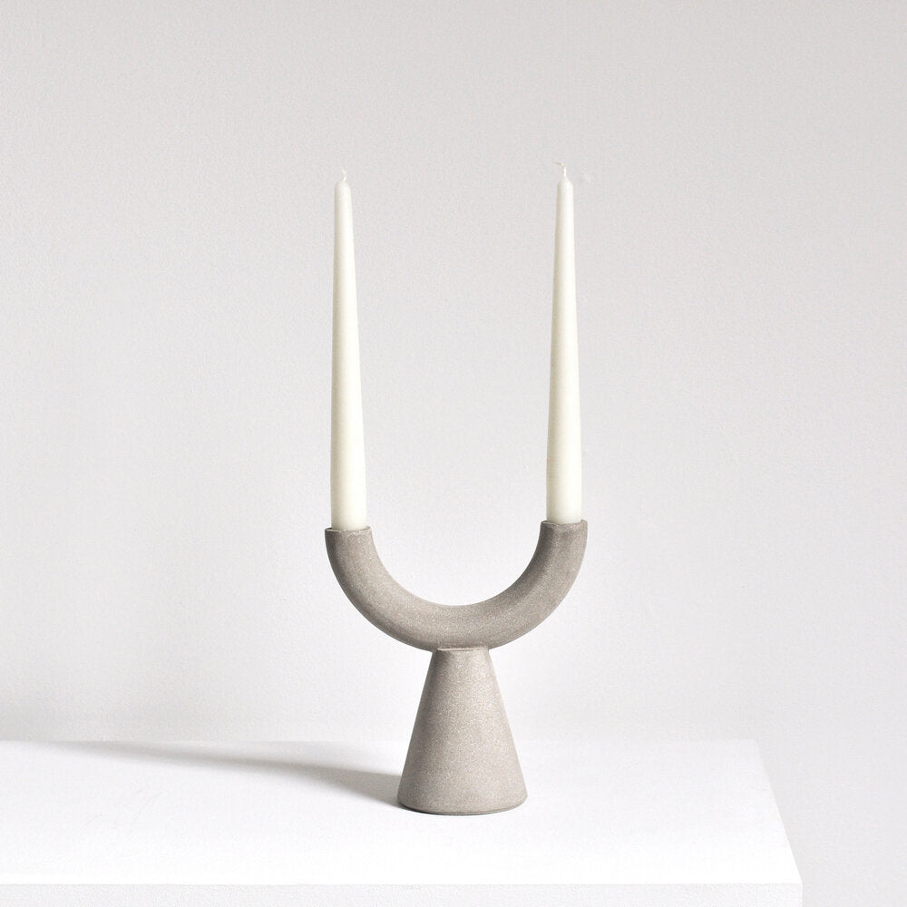 Gray textured candelabra