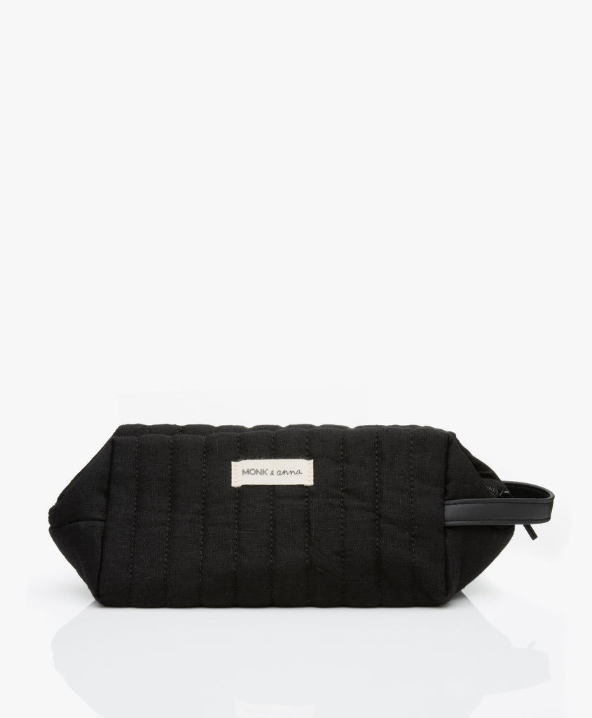 Svört hör snyrtitaska / Linen toiletry bag in black