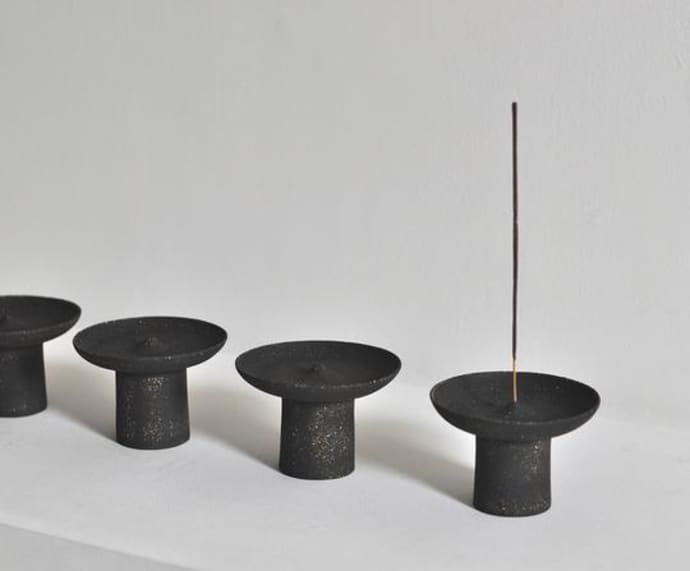Black textured incence holder