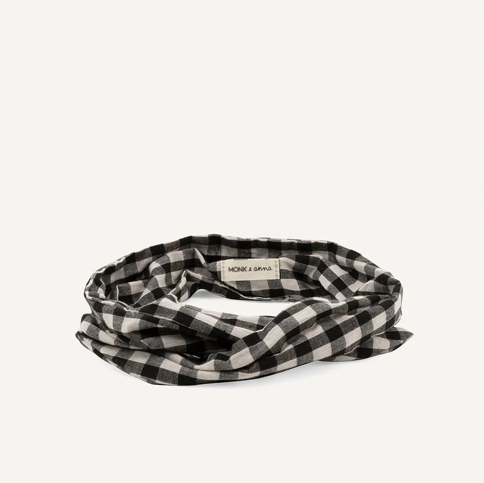 Bómullar hárband - köflótt / Cotton headband - checkered